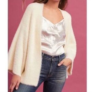 Cream Open-Front Cozy Women's Sweater Cardigan